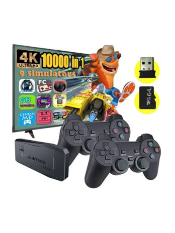 Console de jogos de TV portátil retrô para crianças, vara de videogame, controlador sem fio para PS1, GBA, 4K, 64G integrado 10000 jogos